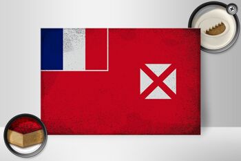 Panneau en bois drapeau Wallis et Futuna 30x20cm Wallis Vintage 2