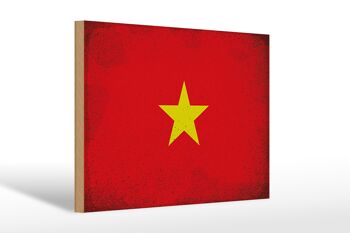 Panneau en bois drapeau Vietnam 30x20cm Drapeau du Vietnam Vintage 1
