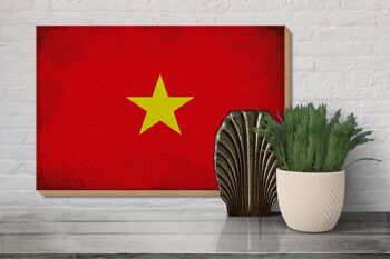 Panneau en bois drapeau Vietnam 30x20cm Drapeau du Vietnam Vintage 3