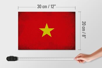 Panneau en bois drapeau Vietnam 30x20cm Drapeau du Vietnam Vintage 4