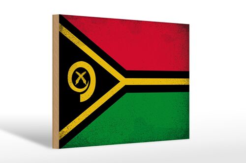 Holzschild Flagge Vanuatu 30x20cm Flag of Vanuatu Vintage