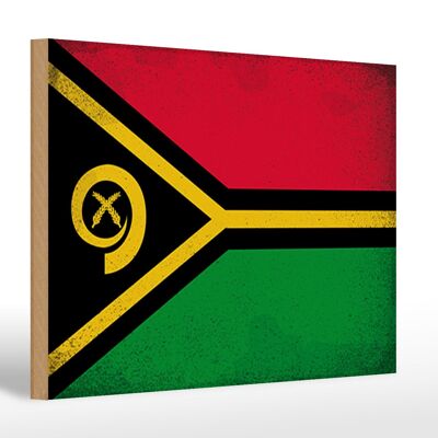 Holzschild Flagge Vanuatu 30x20cm Flag of Vanuatu Vintage