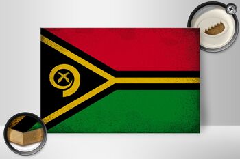 Panneau en bois drapeau Vanuatu 30x20cm Drapeau du Vanuatu Vintage 2