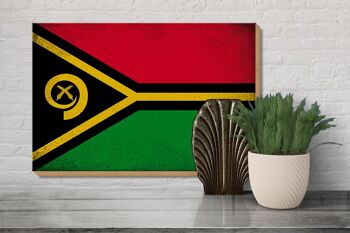 Panneau en bois drapeau Vanuatu 30x20cm Drapeau du Vanuatu Vintage 3