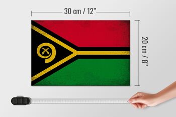 Panneau en bois drapeau Vanuatu 30x20cm Drapeau du Vanuatu Vintage 4