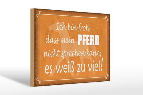 Holzschild Spruch 30x20cm bin froh mein Pferd nicht spricht