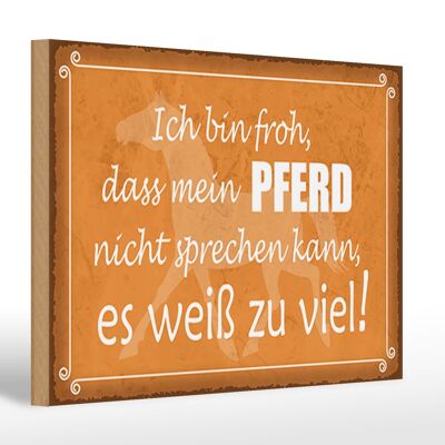 Holzschild Spruch 30x20cm bin froh mein Pferd nicht spricht