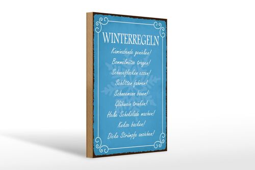 Holzschild Spruch 20x30cm Winterregel Kaminabende Glühwein