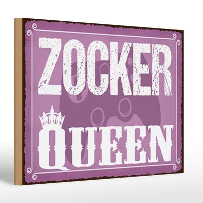 Cartello in legno con scritta Zocker Queen Controller 30x20 cm