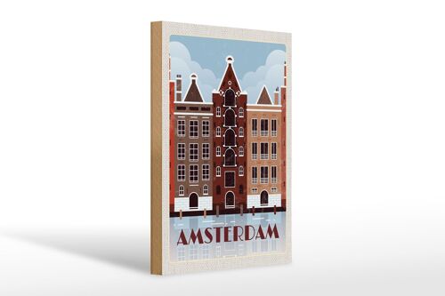 Holzschild Reise 20x30cm Amsterdam Reiseziel Geschenk