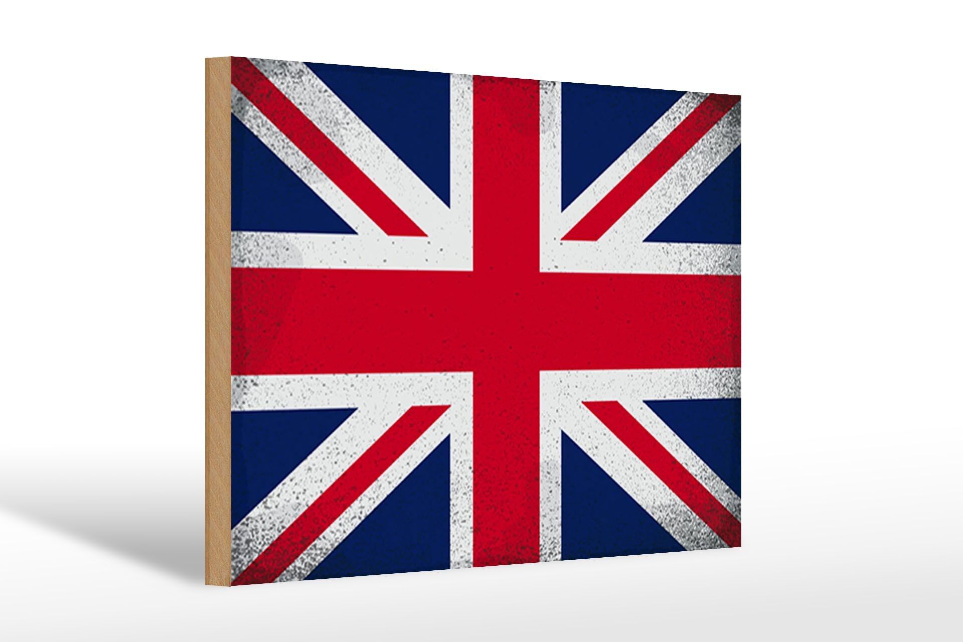 Cartello in legno bandiera Union Jack 30x20 cm Regno Unito Vintage