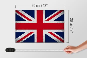 Panneau en bois drapeau Union Jack 30x20cm Royaume-Uni Vintage 4