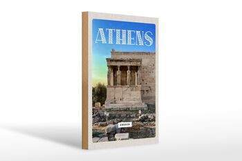 Panneau en bois voyage 20x30cm Athènes Grèce Acropole cadeau 1