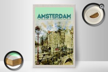 Panneau en bois voyage 20x30cm art vintage Amsterdam cadeau 2