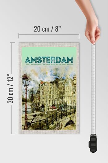 Panneau en bois voyage 20x30cm art vintage Amsterdam cadeau 4