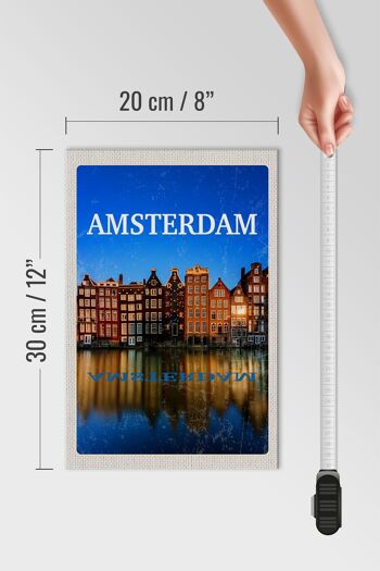 Panneau en bois voyage 20x30cm rétro Amsterdam destination de voyage vacances 4
