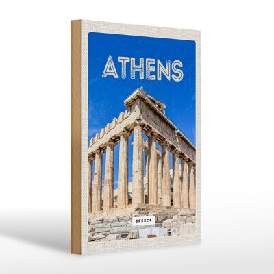 Panneau en bois voyage 20x30cm Athènes Grèce Acropole cadeau