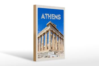 Panneau en bois voyage 20x30cm Athènes Grèce Acropole cadeau 1