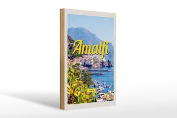 Panneau en bois voyage 20x30cm Amalfi Italie vacances vue sur la mer 1