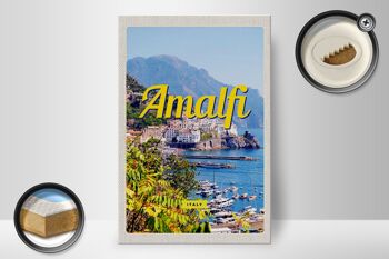 Panneau en bois voyage 20x30cm Amalfi Italie vacances vue sur la mer 2