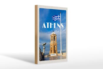 Panneau en bois voyage 20x30cm Athènes Grèce drapeau Acropole 1
