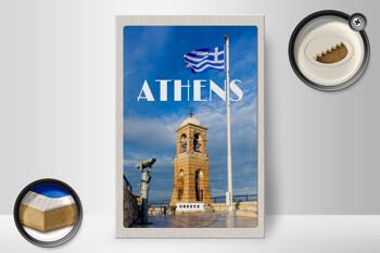 Panneau en bois voyage 20x30cm Athènes Grèce drapeau Acropole 2