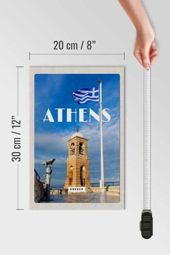 Panneau en bois voyage 20x30cm Athènes Grèce drapeau Acropole 4
