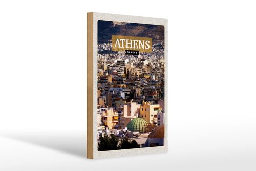 Holzschild Reise 20x30cm Athens Greece Blick auf die Stadt