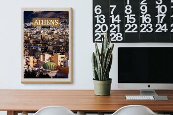 Panneau en bois voyage 20x30cm Athènes Grèce vue sur la ville 3