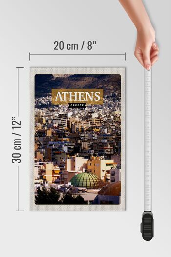 Panneau en bois voyage 20x30cm Athènes Grèce vue sur la ville 4