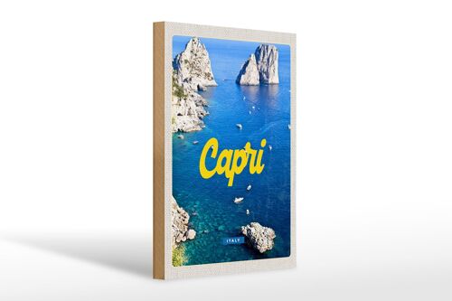 Holzschild Reise 20x30cm Retro Capri Italy Meer Bergen