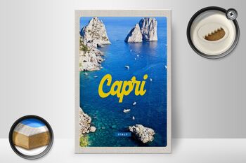 Panneau en bois voyage 20x30cm rétro Capri Italie mer montagnes 2