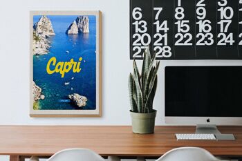 Panneau en bois voyage 20x30cm rétro Capri Italie mer montagnes 3