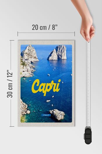 Panneau en bois voyage 20x30cm rétro Capri Italie mer montagnes 4