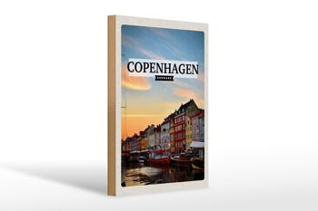 Panneau en bois voyage 20x30cm Copenhague Danemark bateaux nautiques 1