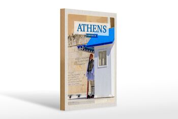 Panneau en bois voyage 20x30cm Athènes Grèce Evzone guard 1