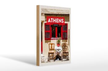 Panneau en bois voyage 20x30cm Athènes Grèce volets de café 1