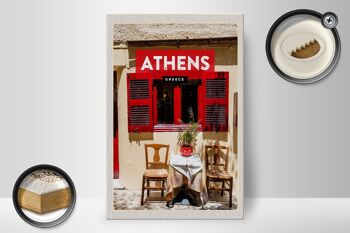 Panneau en bois voyage 20x30cm Athènes Grèce volets de café 2