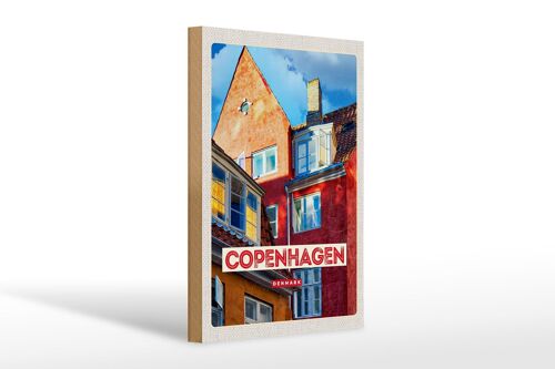 Holzschild Reise 20x30cm Copenhagen Denmark altes Haus