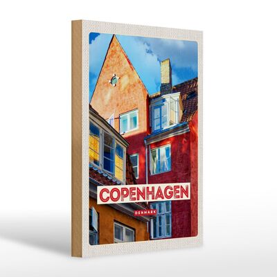 Cartello in legno da viaggio 20x30 cm Copenhagen Danimarca vecchia casa