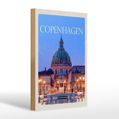 Cartello da viaggio in legno 20x30 cm Copenhagen Danimarca Amalienborg