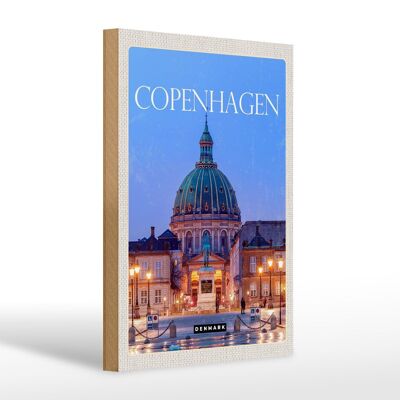 Panneau en bois voyage 20x30cm Copenhague Danemark Amalienborg