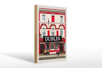 Panneau en bois voyage 20x30cm Dublin Irlande Castle Tavern destination de voyage 1