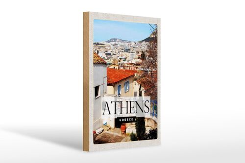 Holzschild Reise 20x30cm Athens Greece Stadt Reiseziel