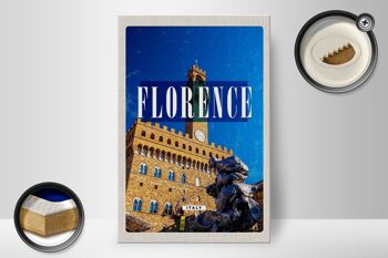 Panneau en bois voyage 20x30cm Florence Italie tour de l'horloge rétro Toscane 2