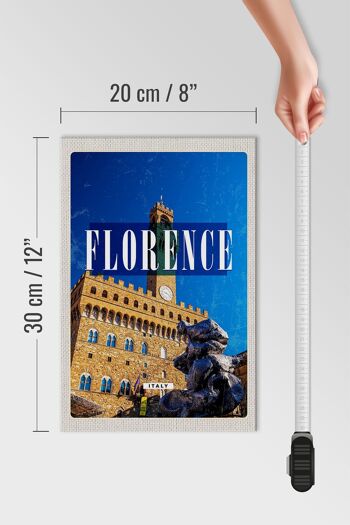 Panneau en bois voyage 20x30cm Florence Italie tour de l'horloge rétro Toscane 4