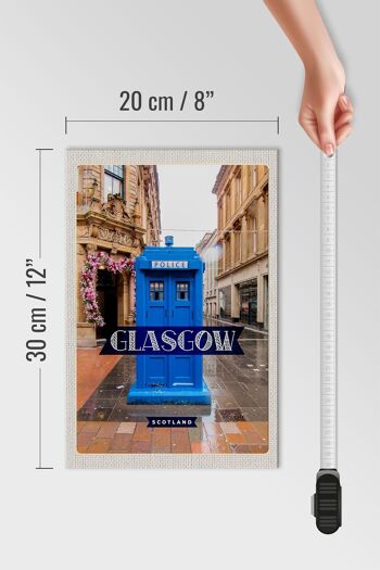 Panneau en bois voyage 20x30cm Glasgow Ecosse Bleu Police Cell 4