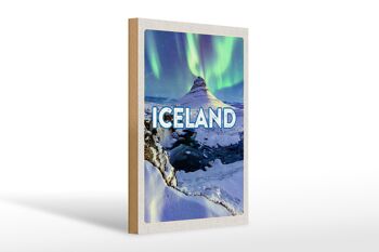 Panneau en bois voyage 20x30cm Islande Iselstaat Northern Lights cadeau 1