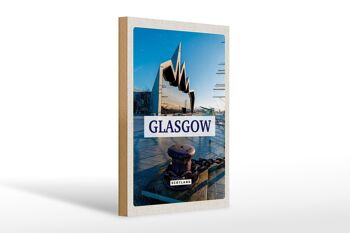 Panneau en bois voyage 20x30cm Glasgow Ecosse ville portuaire 1