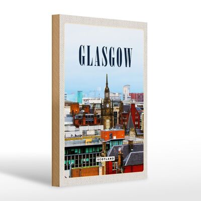 Cartello in legno da viaggio 20x30 cm Glasgow Scozia centro storico